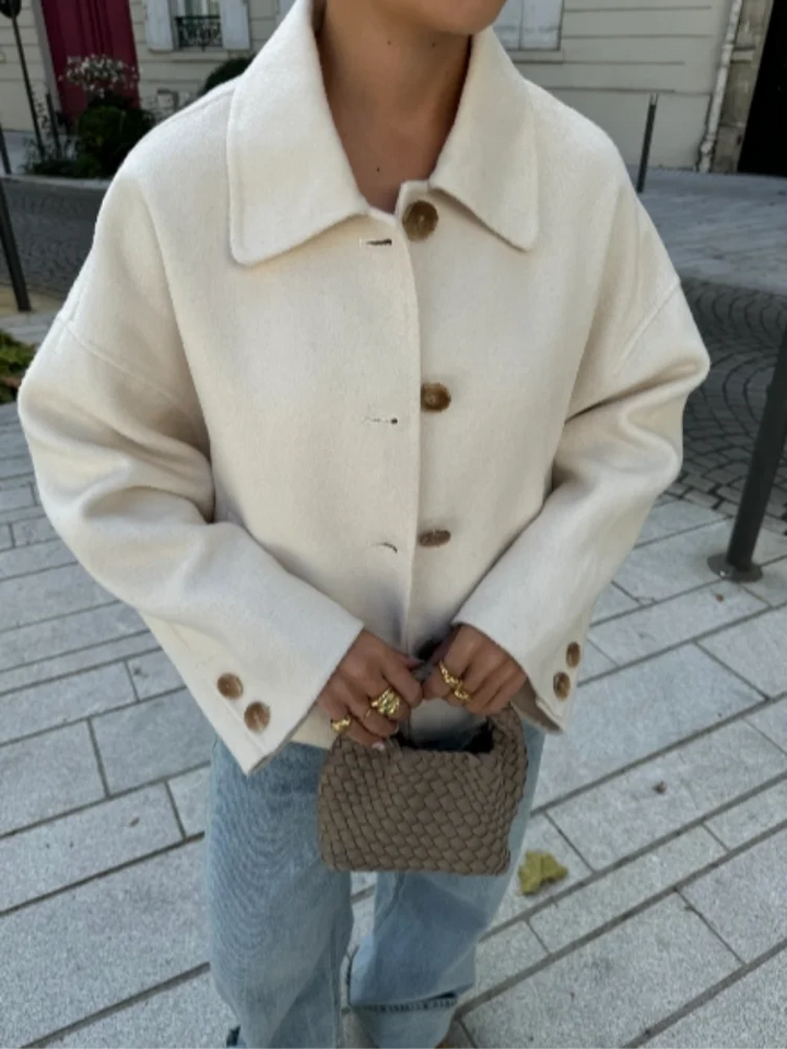 Boxy Cropped Wool Coat | Oversized Fit with Classic Collar | Stylish Layering for Winter 5
