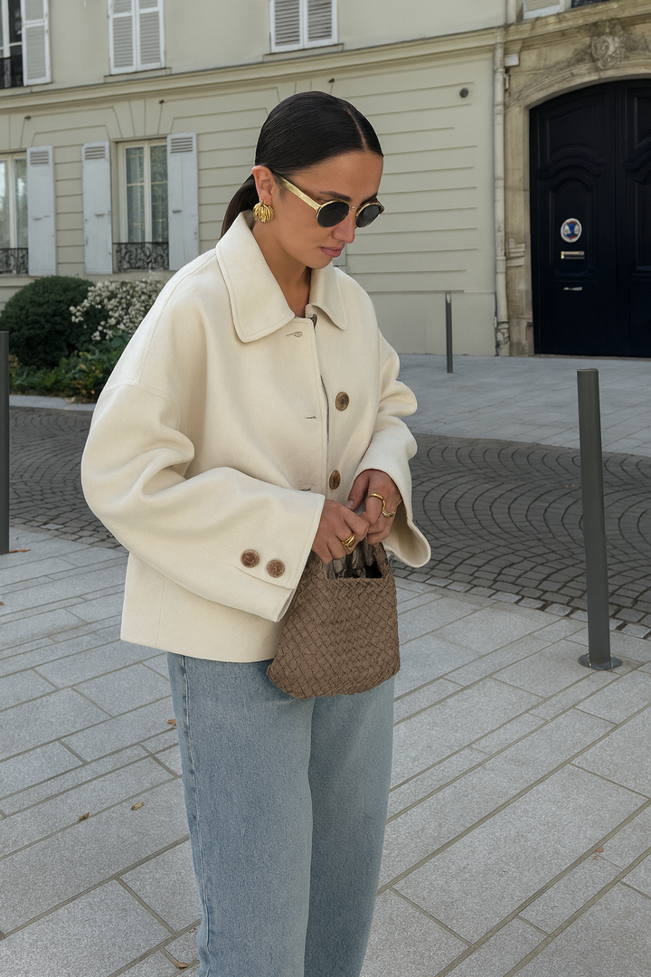 Boxy Cropped Wool Coat | Oversized Fit with Classic Collar | Stylish Layering for Winter 6