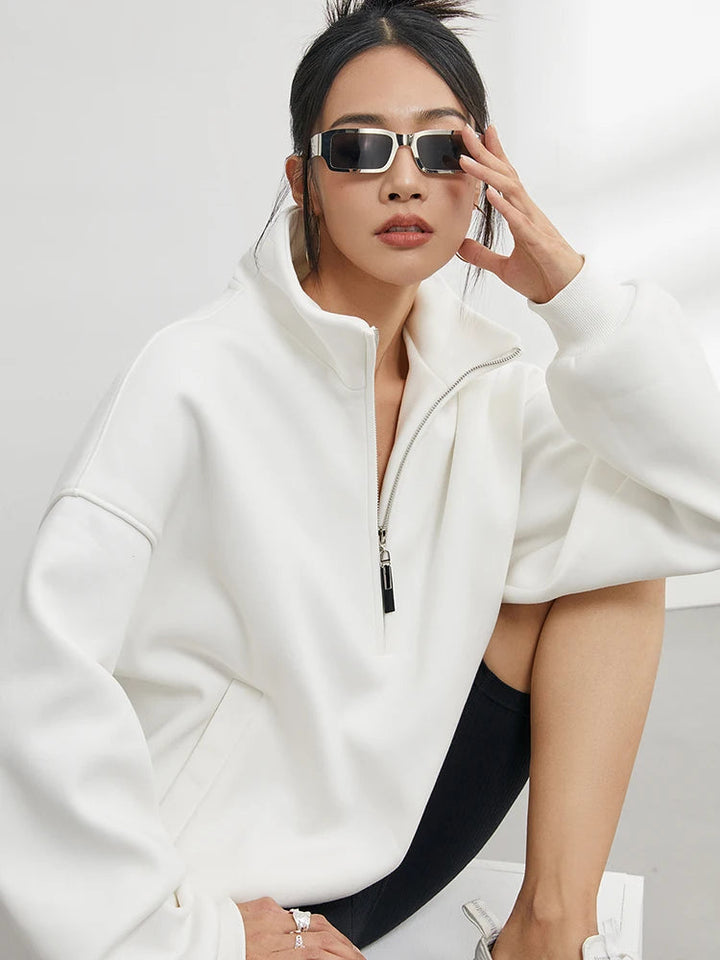 Casual Collection | Women's Half Zip Hoodie with Oversized Fit | Comfortable Pullover for Everyday Wear 0