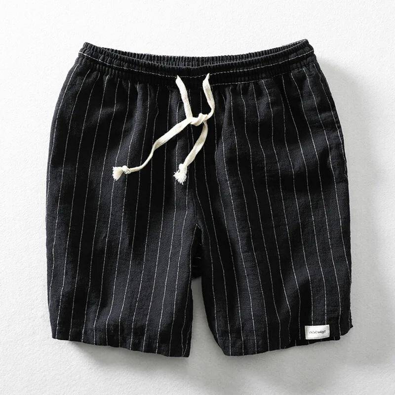 Casual Linen Shorts | Lightweight Cotton-Linen Blend with Pinstripes | Comfortable Fit for Summer Days 0