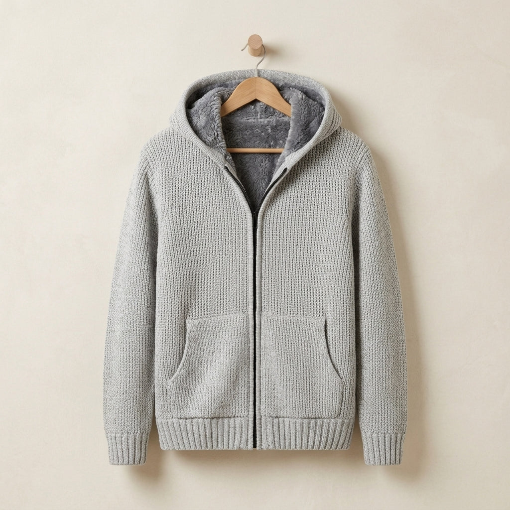 Celyraux | Hooded Cardigan with Modern Zipper Closure | Cozy Cotton Blend for Stylish Comfort 0