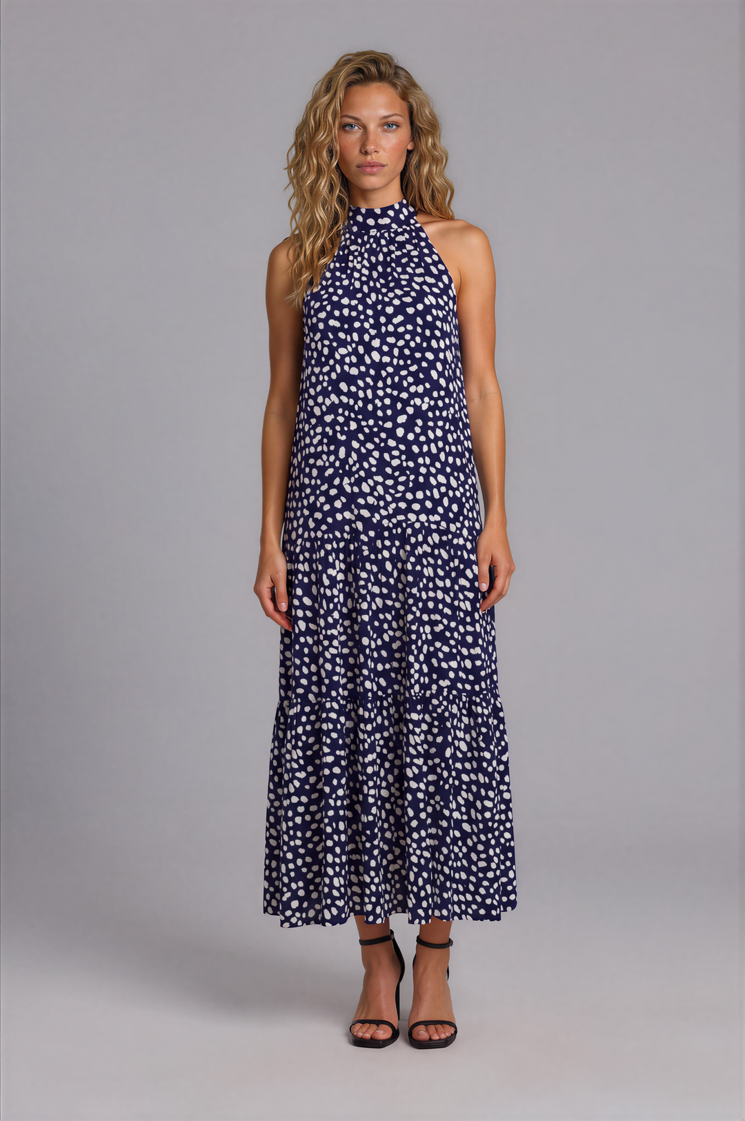 Chic Collection | Women's Summer Dress with Adjustable Waist Tie | Elegant Polka Dot Midi for Effortless Style