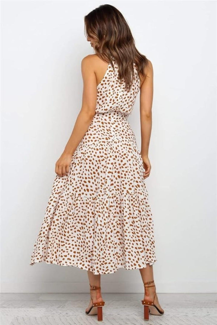 Chic Collection | Women's Summer Dress with Adjustable Waist Tie | Elegant Polka Dot Midi for Effortless Style 5