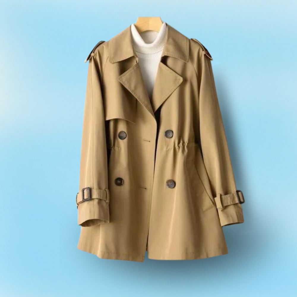 Chroma Collection | Black Trench Coat for Women with Double-Breasted Design | Timeless Elegance for All Seasons 1