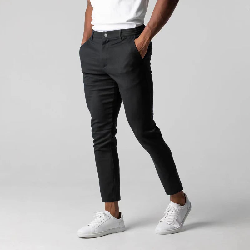 Contemporary Stretch Chinos with Flexible Waistband | Versatile Pants for All-Day Comfort 0