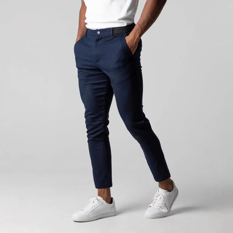 Contemporary Stretch Chinos with Flexible Waistband | Versatile Pants for All-Day Comfort 1