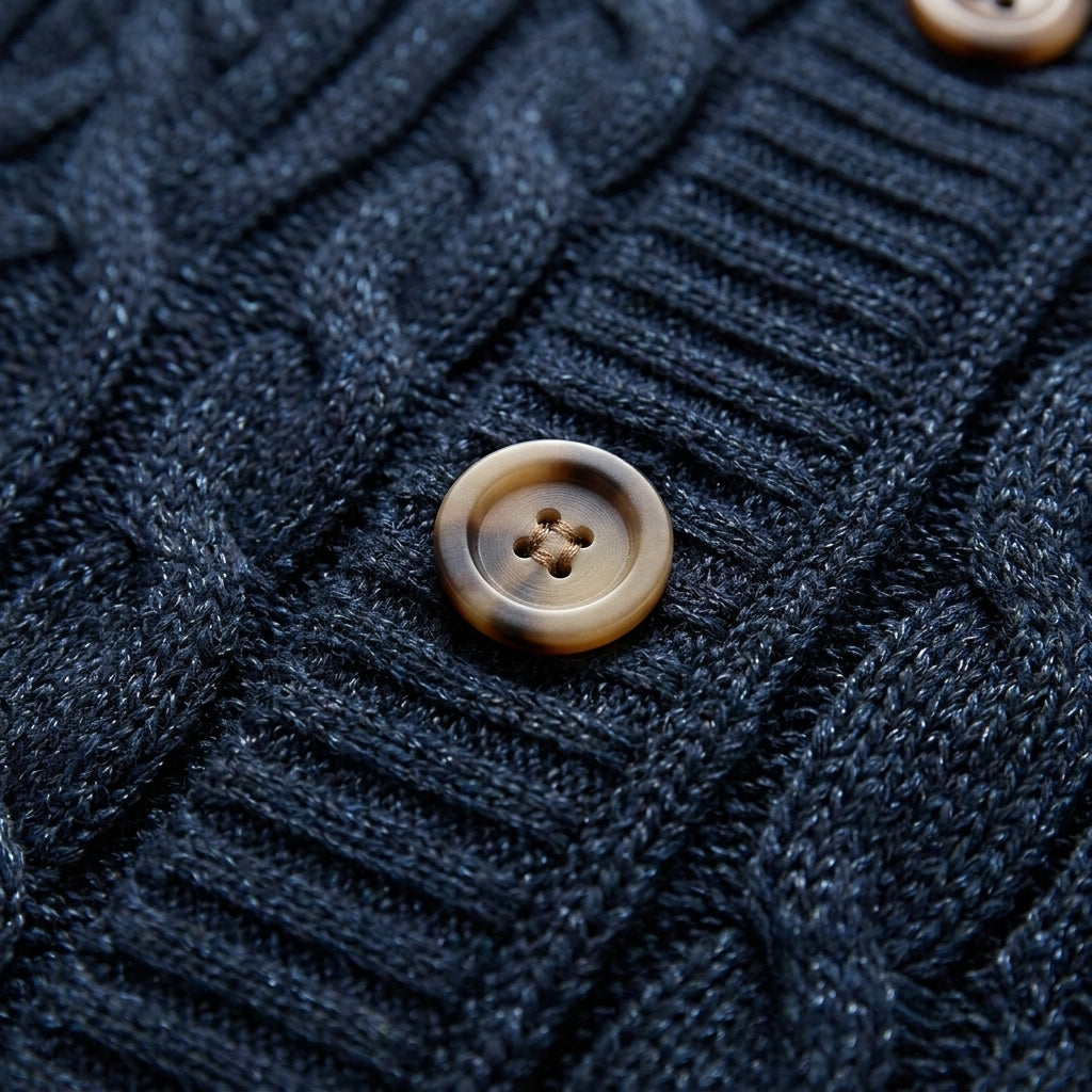 Elegant Cable-Knit Cardigan Sweater with Plush Fleece Lining for Ultimate Comfort 3