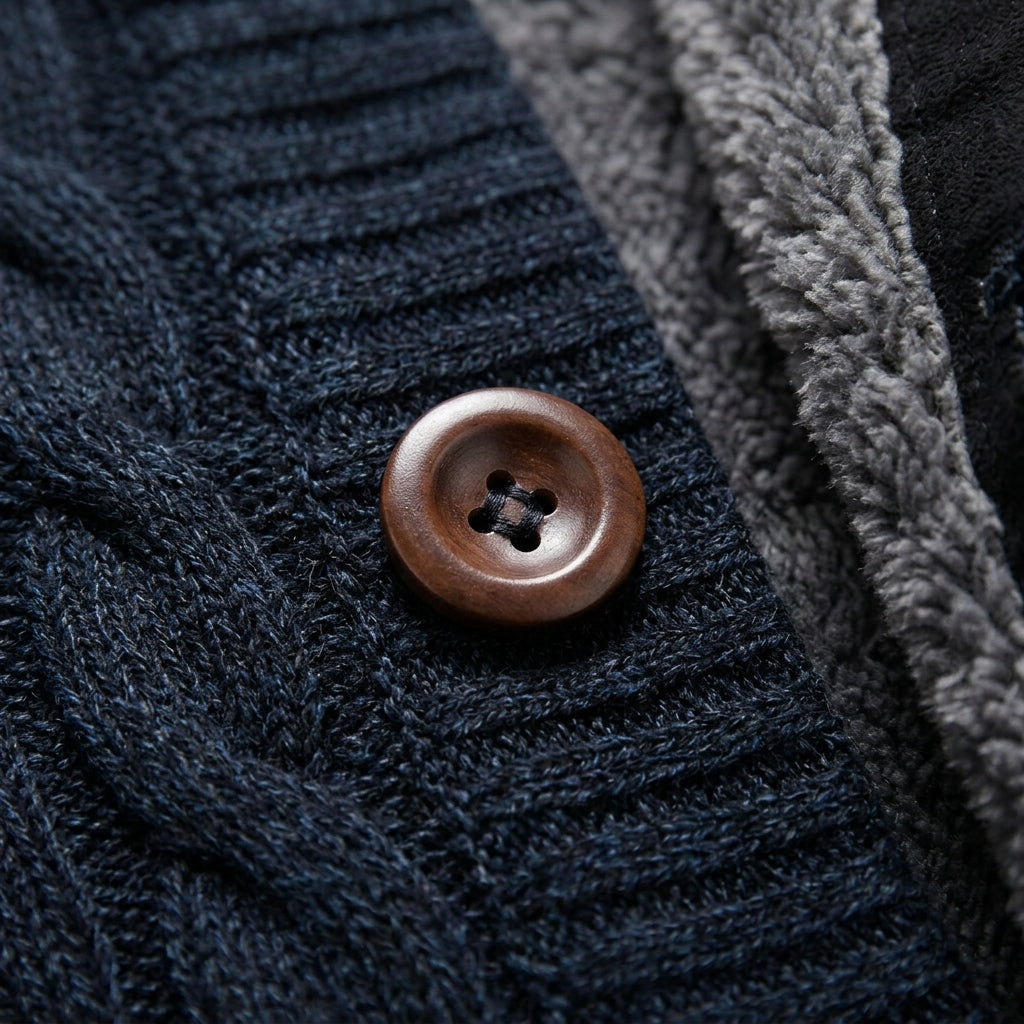 Elegant Cable-Knit Cardigan Sweater with Plush Fleece Lining for Ultimate Comfort 4