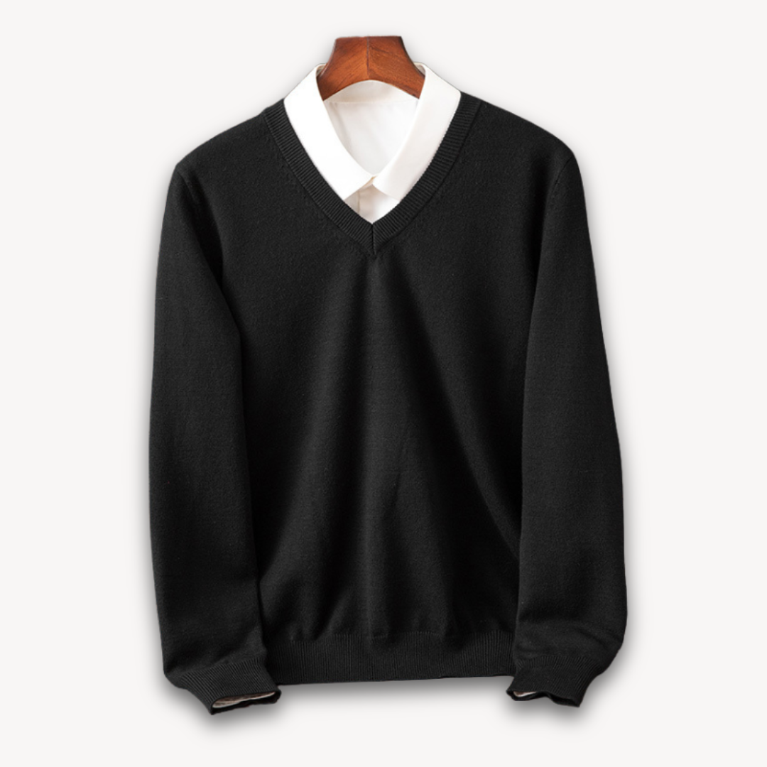 Elegant Cashmere | Men's Sweater with Slim Fit Design | Versatile V-Neck for Year-Round Style 0