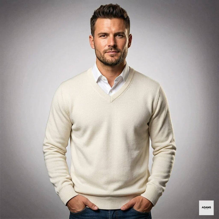Elegant Cashmere | Men's Sweater with Slim Fit Design | Versatile V-Neck for Year-Round Style 1