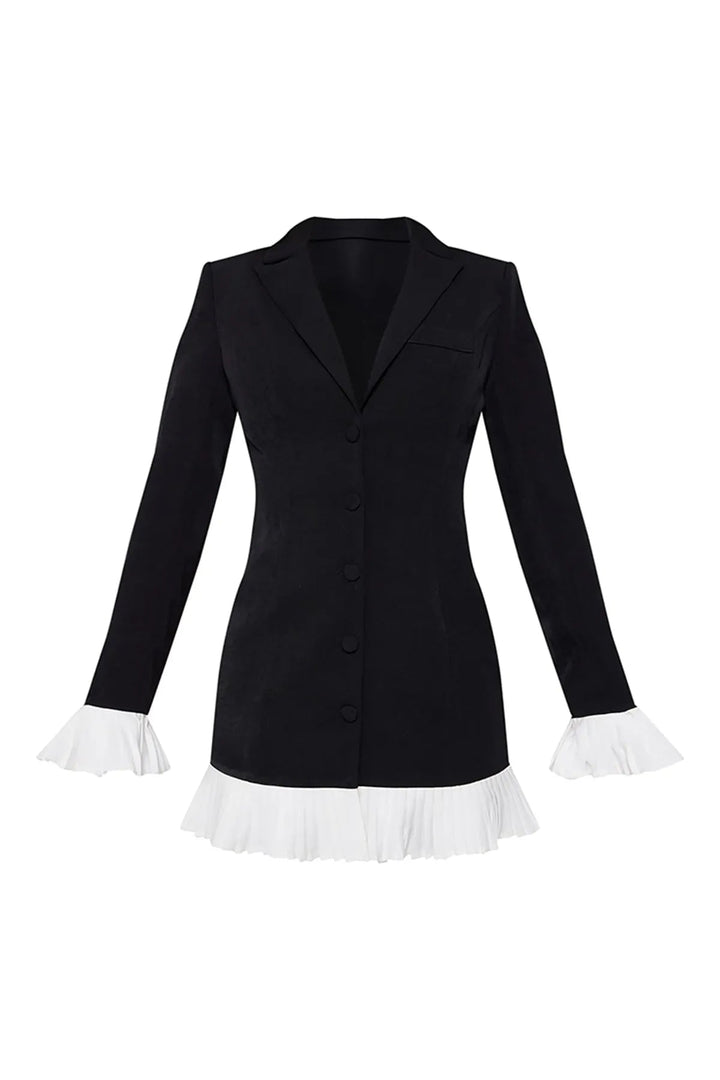 Elegant Collection | Black Mini Dress with V-Neck & Pleated Design | Chic Style for Upscale Events 6