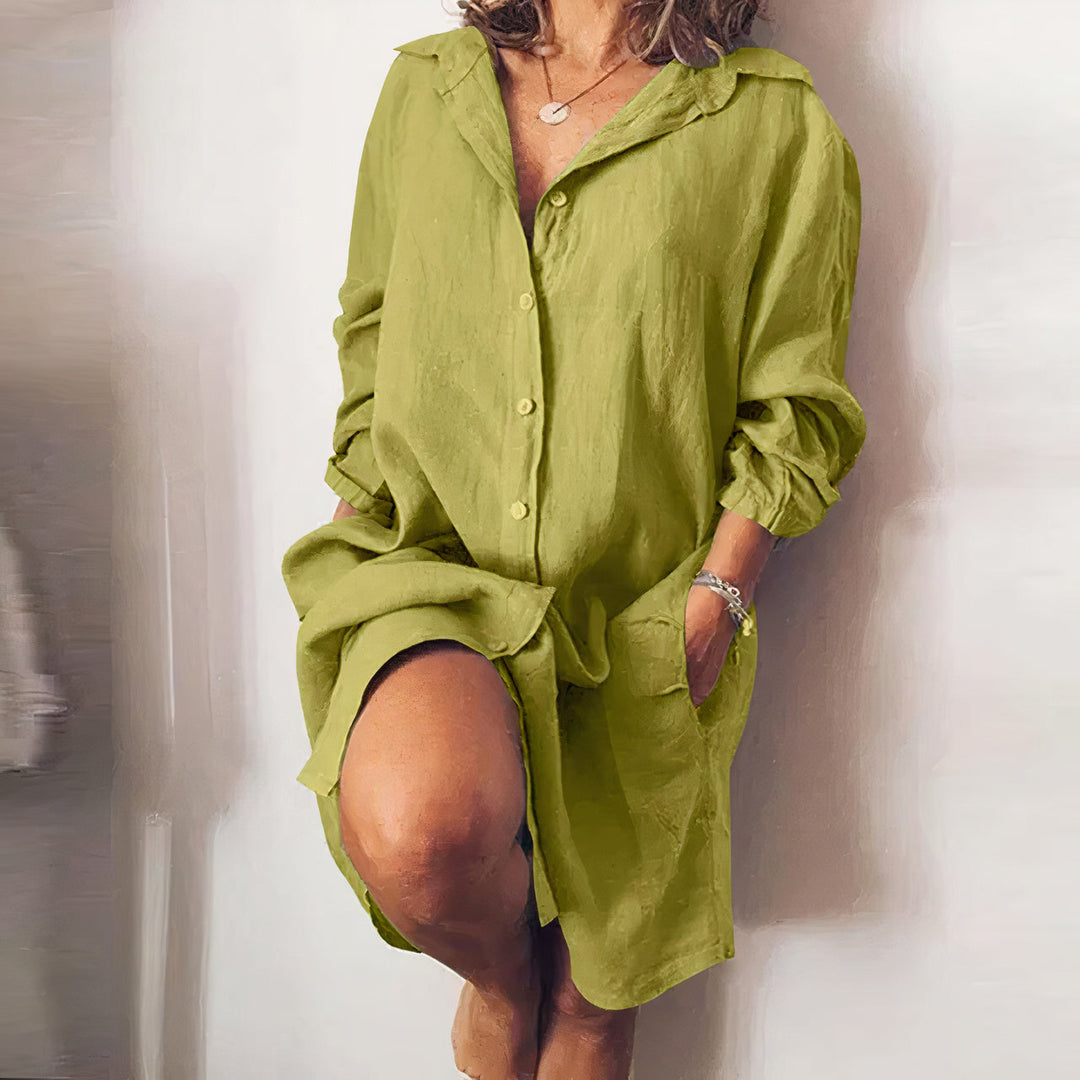Elegant Collection | Long Sleeve Midi Dress with Classic Collar | Versatile Style for Everyday Wear 4