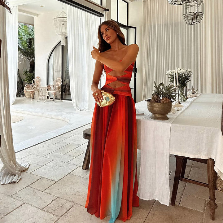 Elegant Collection | Maxi Dress for Women with Strapless Neckline & Front Knot Detail | Flattering A-Line Style for Effortless Elegance 2