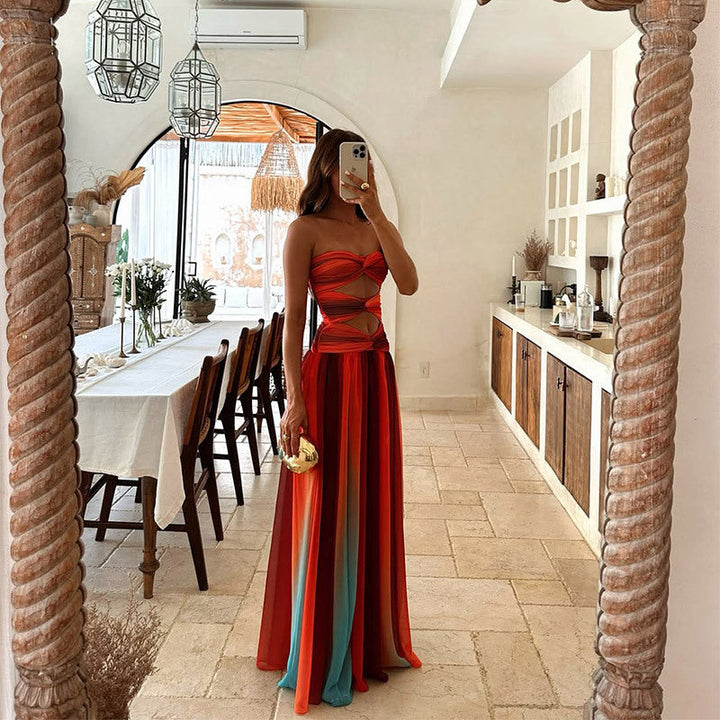Elegant Collection | Maxi Dress for Women with Strapless Neckline & Front Knot Detail | Flattering A-Line Style for Effortless Elegance 4
