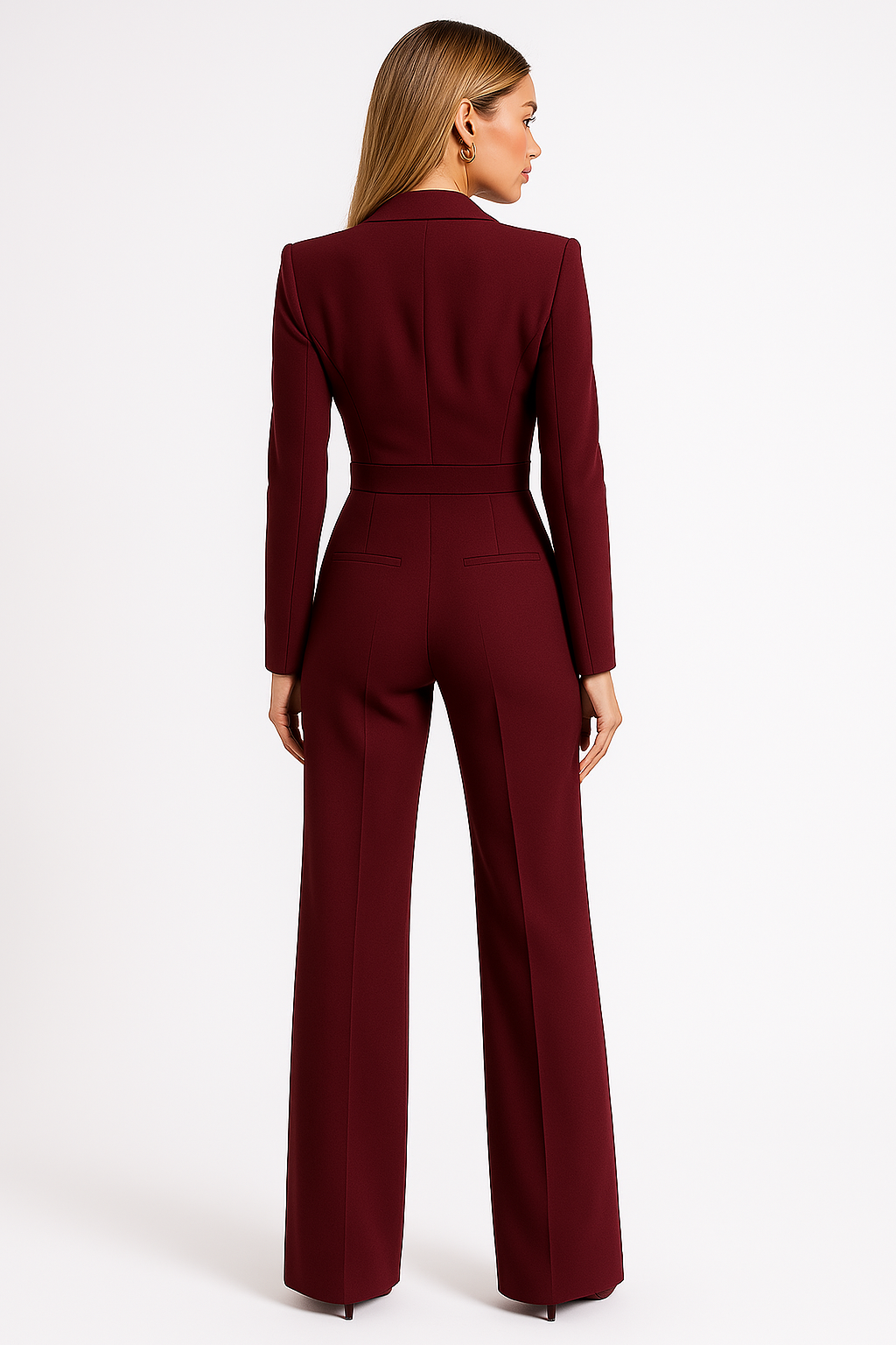 Elegant Jumpsuit Women | V-Neck Wide-Leg Design with Structured Lapels | Timeless Style for Modern Occasions 5