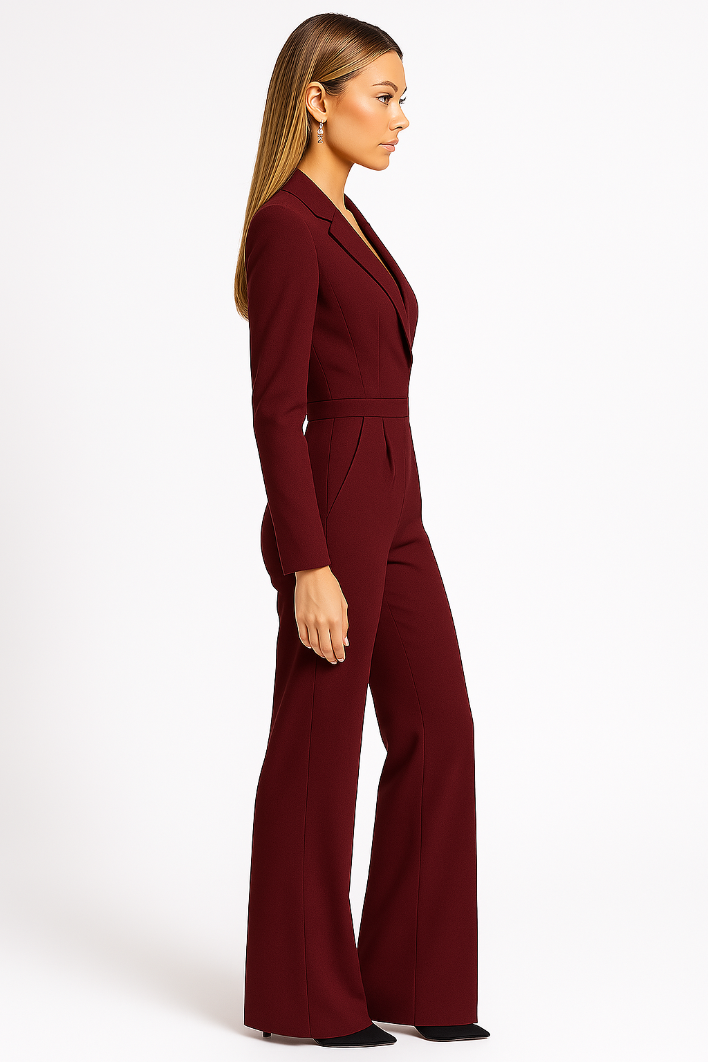 Elegant Jumpsuit Women | V-Neck Wide-Leg Design with Structured Lapels | Timeless Style for Modern Occasions 6