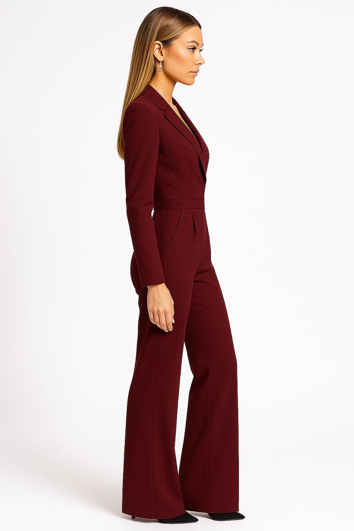 Elegant Jumpsuit Women | V-Neck Wide-Leg Design with Structured Lapels | Timeless Style for Modern Occasions 6