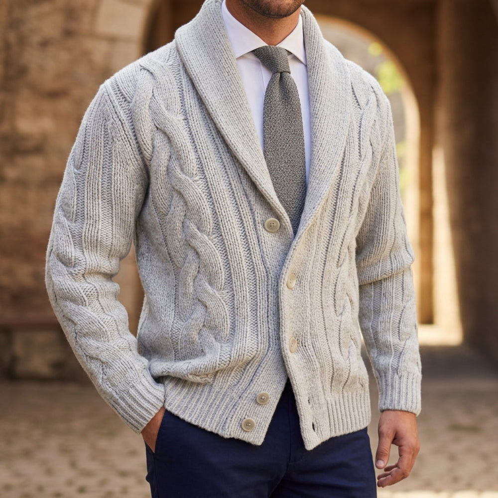 Elegant Knitted Cardigan with Shawl Collar | Premium Cotton Blend for Comfort 0