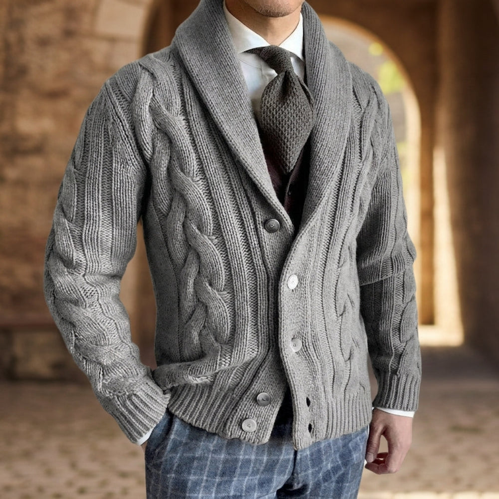 Elegant Knitted Cardigan with Shawl Collar | Premium Cotton Blend for Comfort 1
