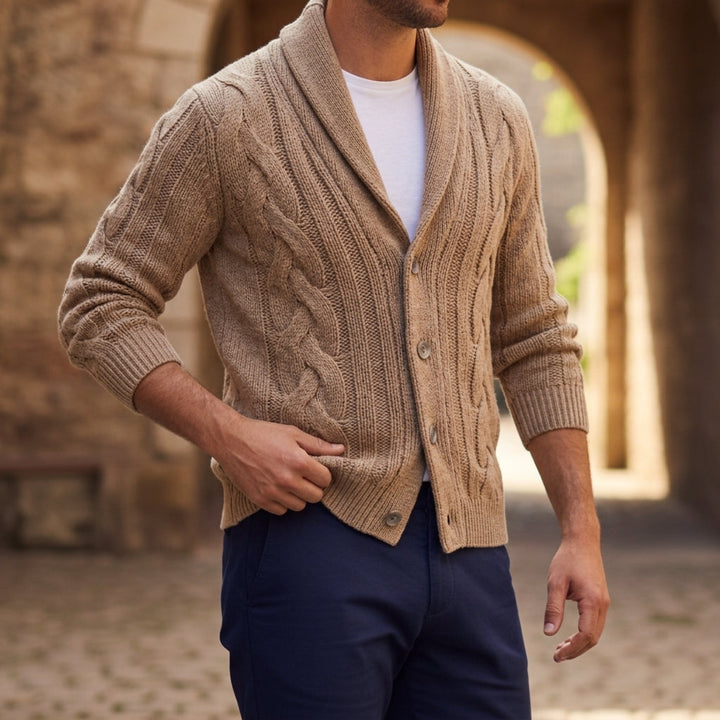 Elegant Knitted Cardigan with Shawl Collar | Premium Cotton Blend for Comfort 2
