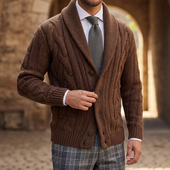 Elegant Knitted Cardigan with Shawl Collar | Premium Cotton Blend for Comfort 3