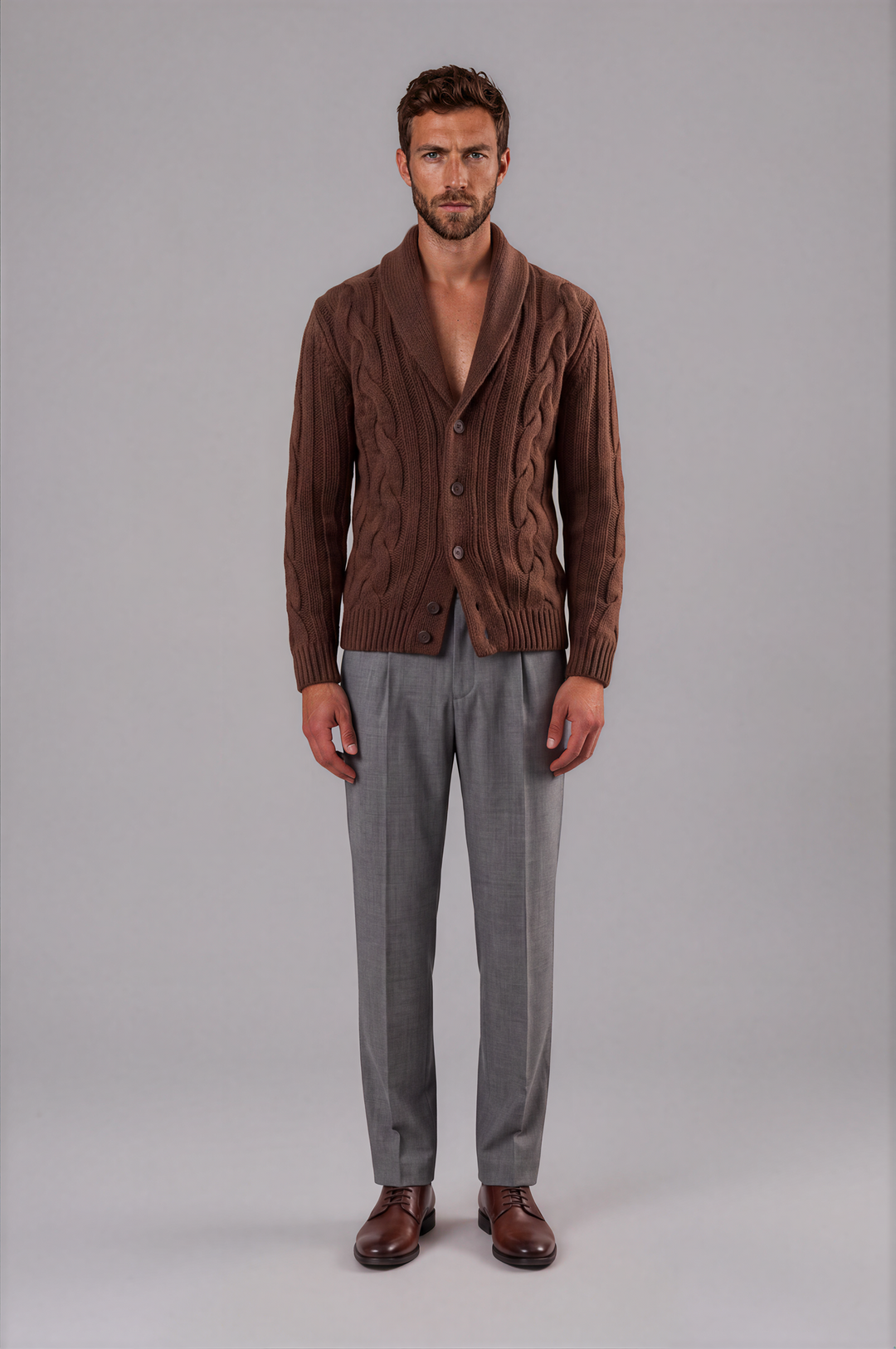 Elegant Knitted Cardigan with Shawl Collar | Premium Cotton Blend for Comfort
