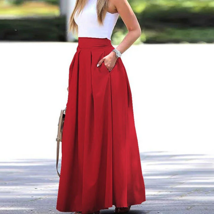 Elegant Maxi Skirt | Wide Pleats & Front Pocket | Flattering Long Skirt for Effortless Style 0