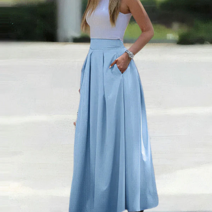 Elegant Maxi Skirt | Wide Pleats & Front Pocket | Flattering Long Skirt for Effortless Style 4