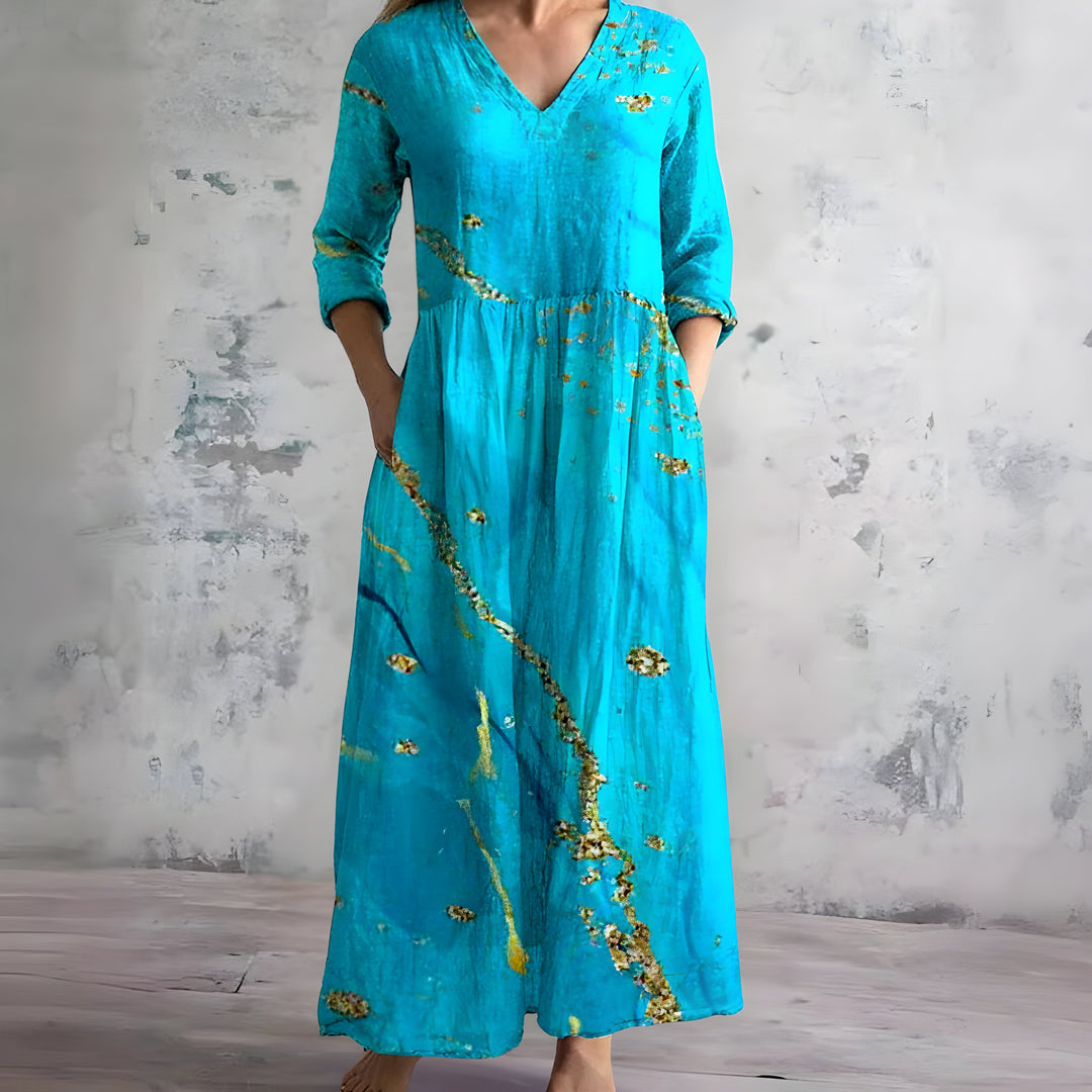 Elegant Summer Maxi Dress | Women's Dress with V-Neck & Floral Print for Effortless Style 7