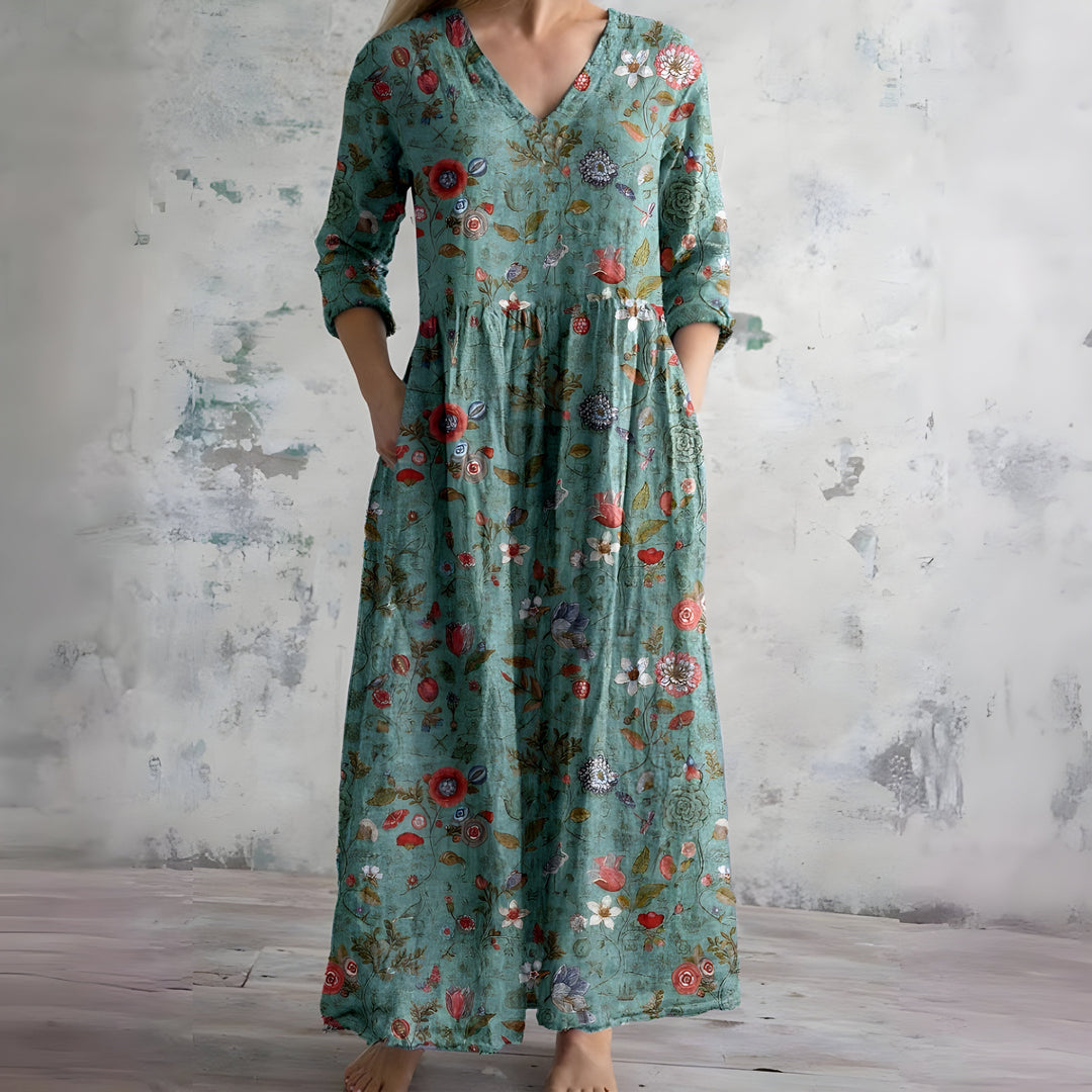 Elegant Summer Maxi Dress | Women's Dress with V-Neck & Floral Print for Effortless Style 8
