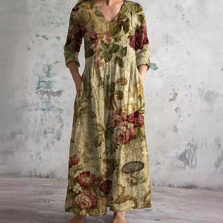 Elegant Summer Maxi Dress | Women's Dress with V-Neck & Floral Print for Effortless Style 9
