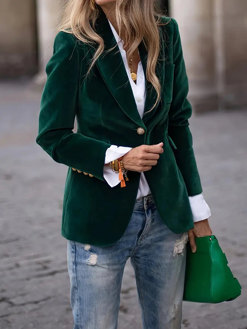 Elegant Velvet Blazer for Women with Structured Shoulders | Flattering Fit for Versatile Style 5