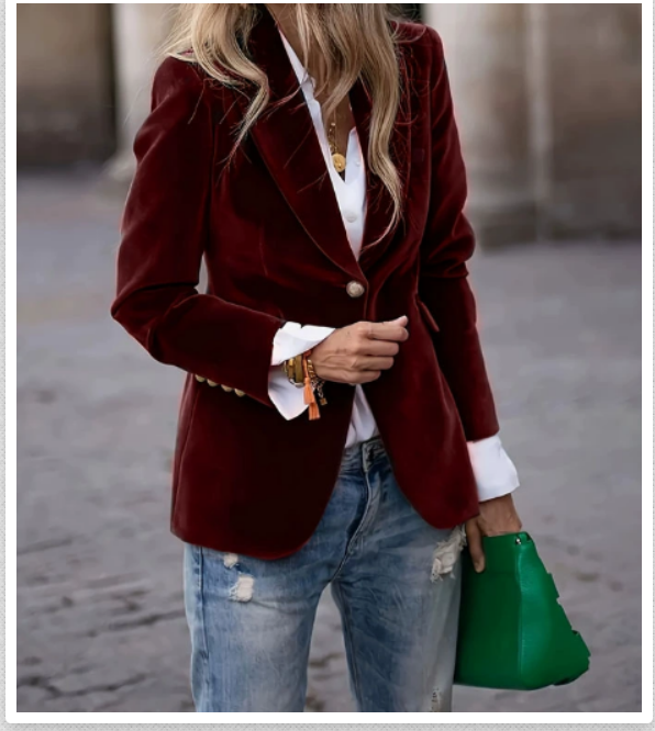 Elegant Velvet Blazer for Women with Structured Shoulders | Flattering Fit for Versatile Style 6