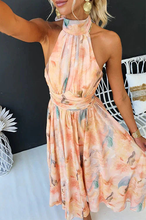 Elegant Watercolour | Floral Maxi Dress with Halter Neck Design | Flowy Style for Effortless Summer Elegance 3