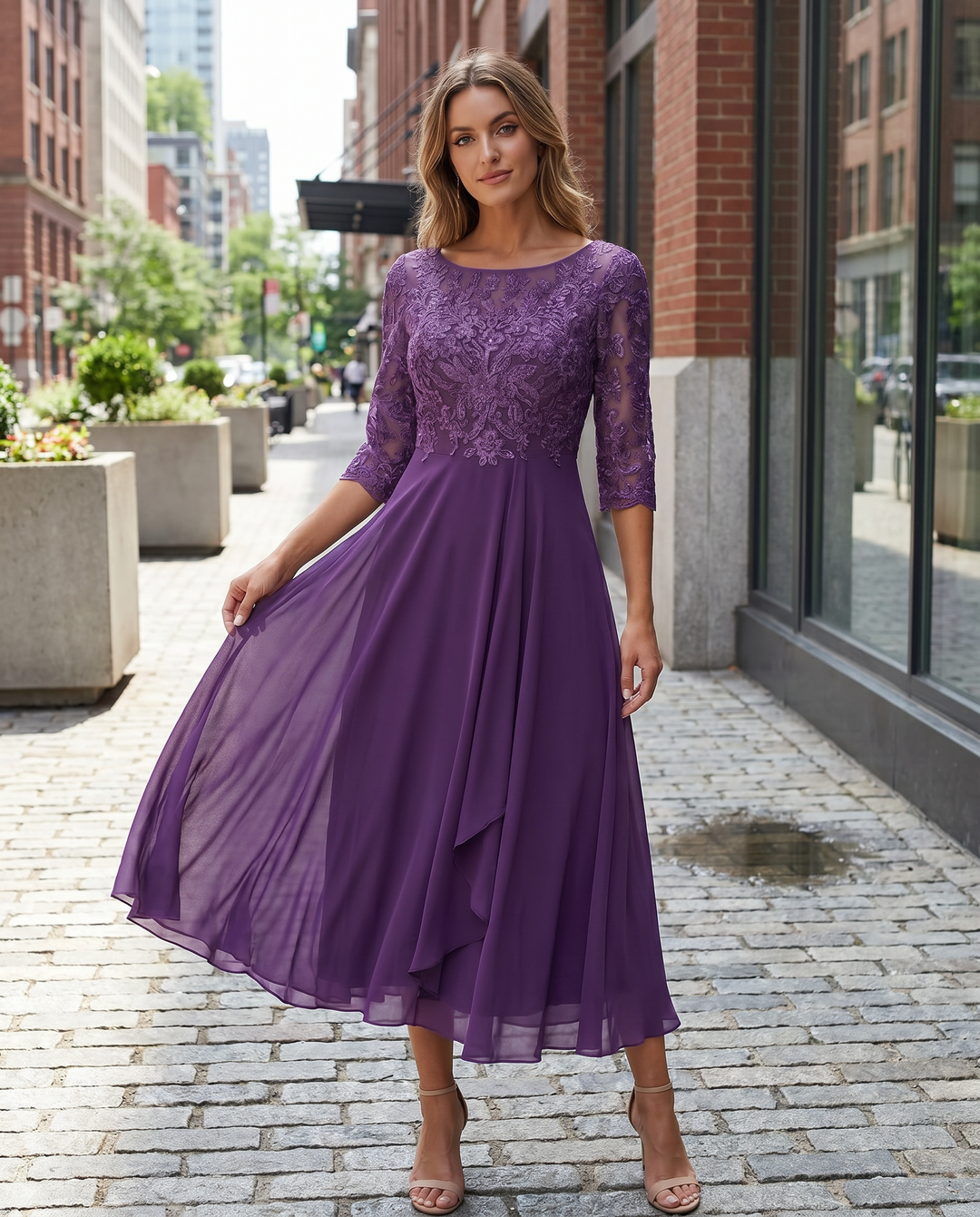 Elegant Women's Dress | Lace Cocktail Dress with Asymmetrical Hem | Perfect for Formal Events 1