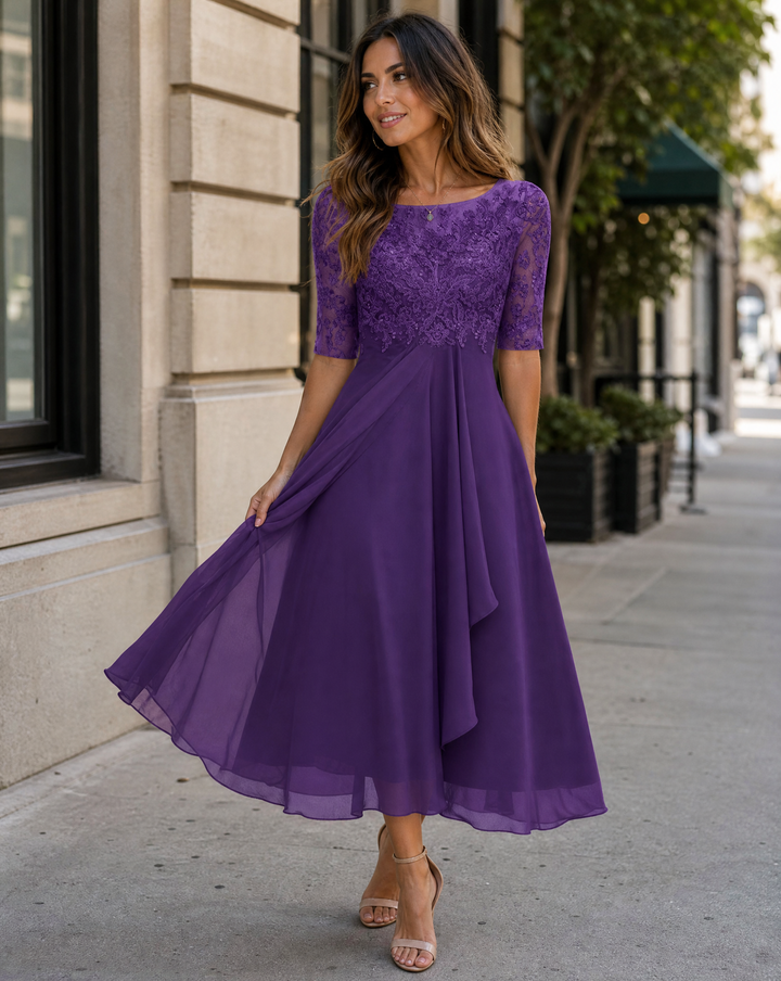 Elegant Women's Dress | Lace Cocktail Dress with Asymmetrical Hem | Perfect for Formal Events 2