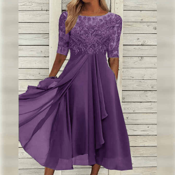 Elegant Women's Dress | Lace Cocktail Dress with Asymmetrical Hem | Perfect for Formal Events 3