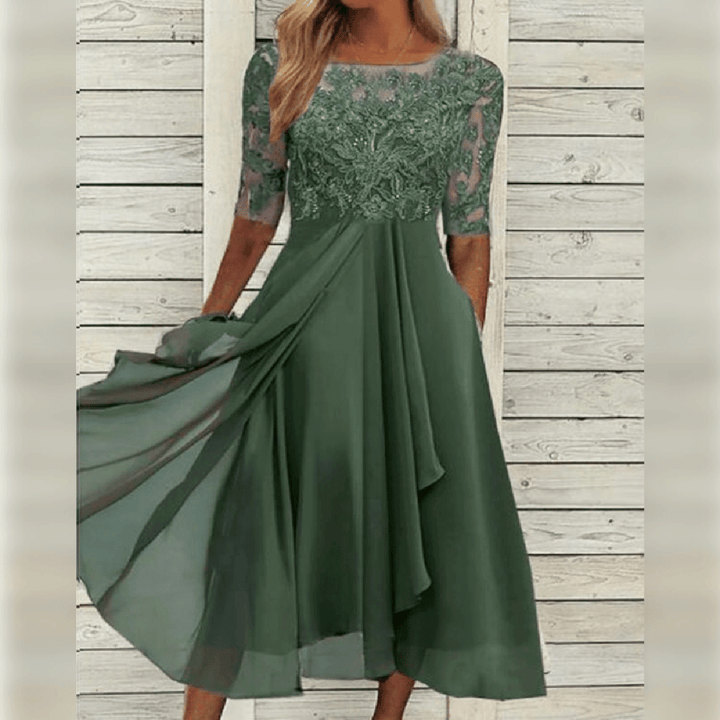 Elegant Women's Dress | Lace Cocktail Dress with Asymmetrical Hem | Perfect for Formal Events 4