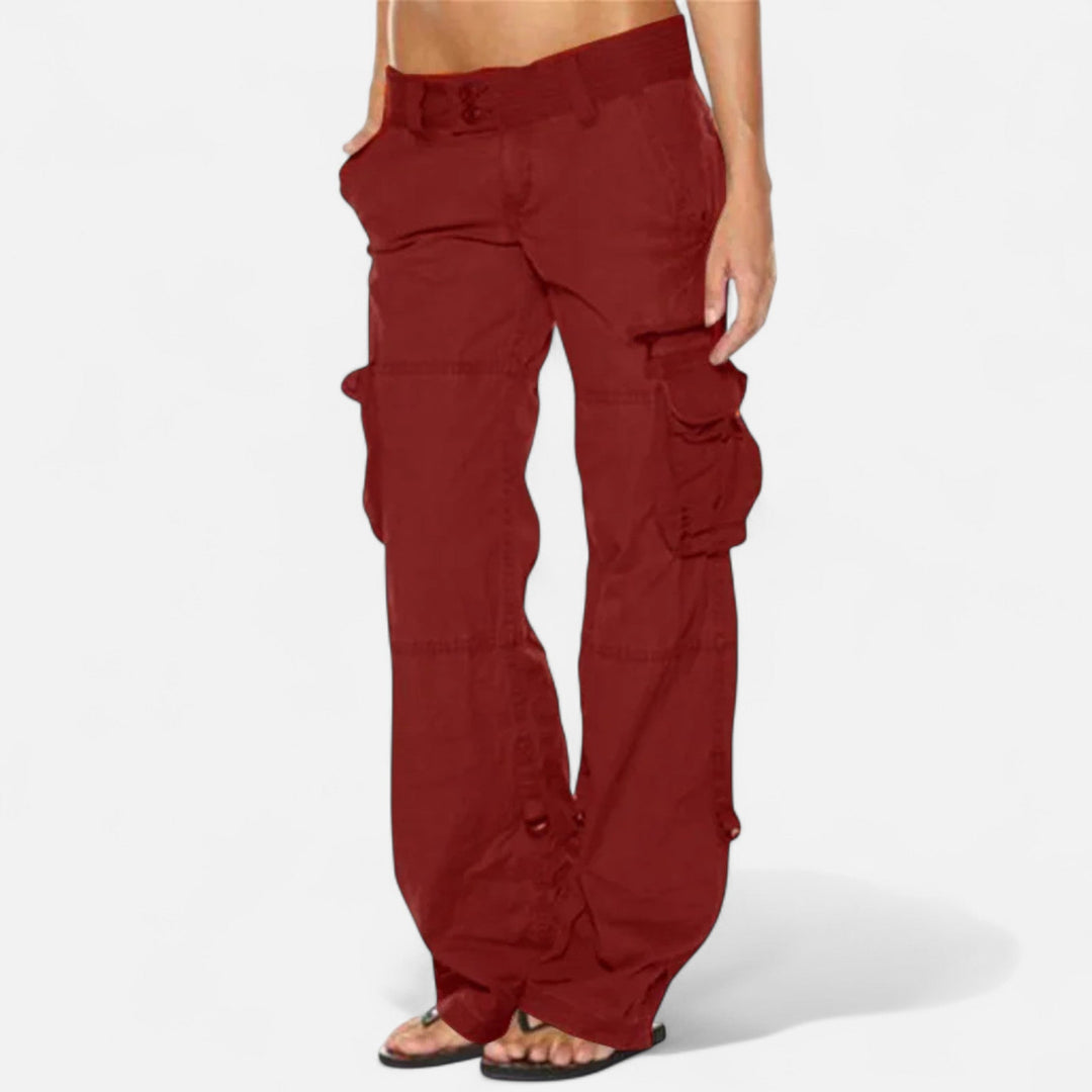 Elegant | Women's Cargo Pants with Wide-Leg Design & Functional Pockets | Comfortable Cotton Trousers for Everyday Style 0