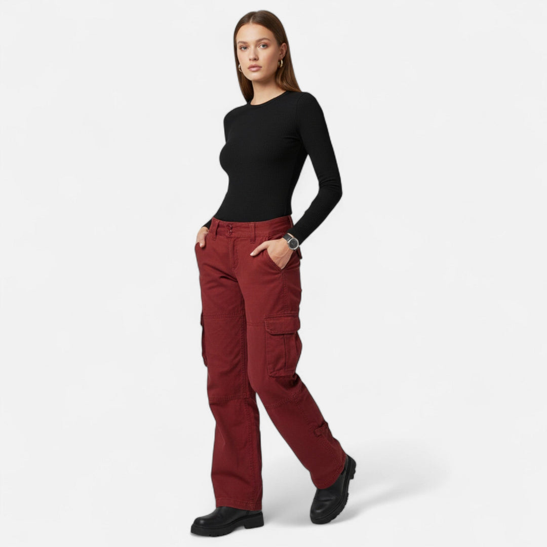Elegant | Women's Cargo Pants with Wide-Leg Design & Functional Pockets | Comfortable Cotton Trousers for Everyday Style 1