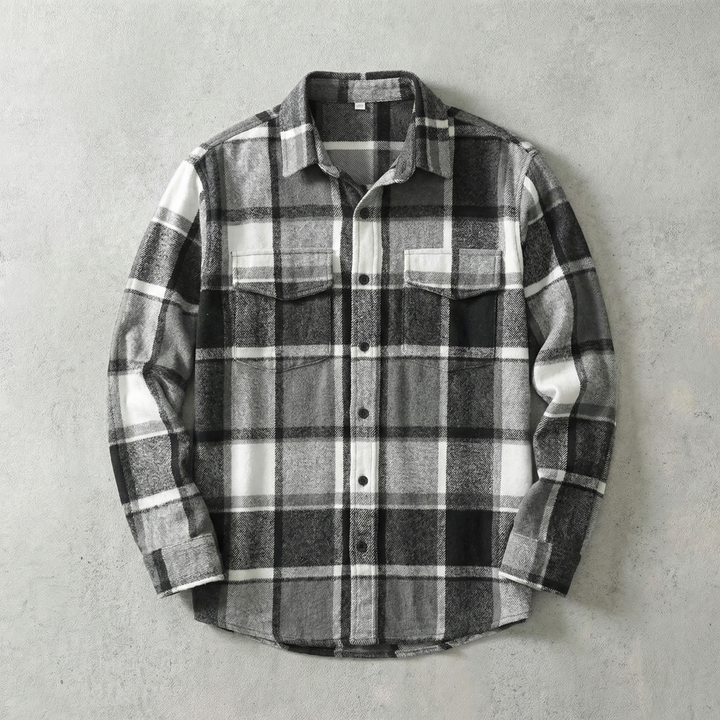 Flinn Collection | Woolen Shirt Jacket with Classic Plaid Pattern | Relaxed Fit for Effortless Style 0