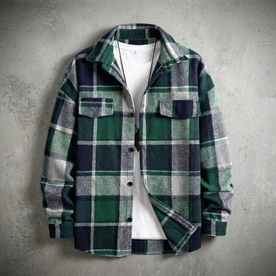 Flinn Collection | Woolen Shirt Jacket with Classic Plaid Pattern | Relaxed Fit for Effortless Style 1