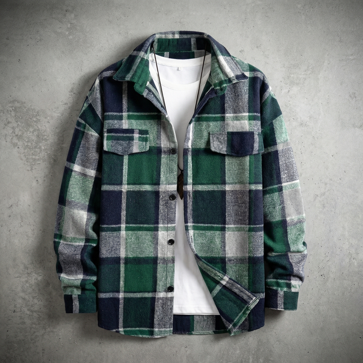 Flinn Collection | Woolen Shirt Jacket with Classic Plaid Pattern | Relaxed Fit for Effortless Style 1