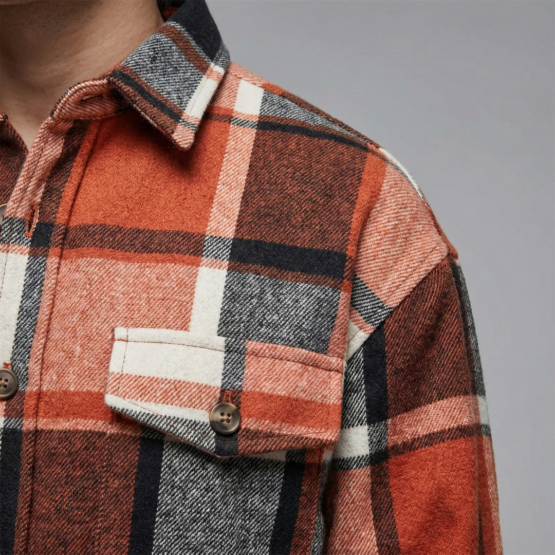 Flinn Collection | Woolen Shirt Jacket with Classic Plaid Pattern | Relaxed Fit for Effortless Style 6