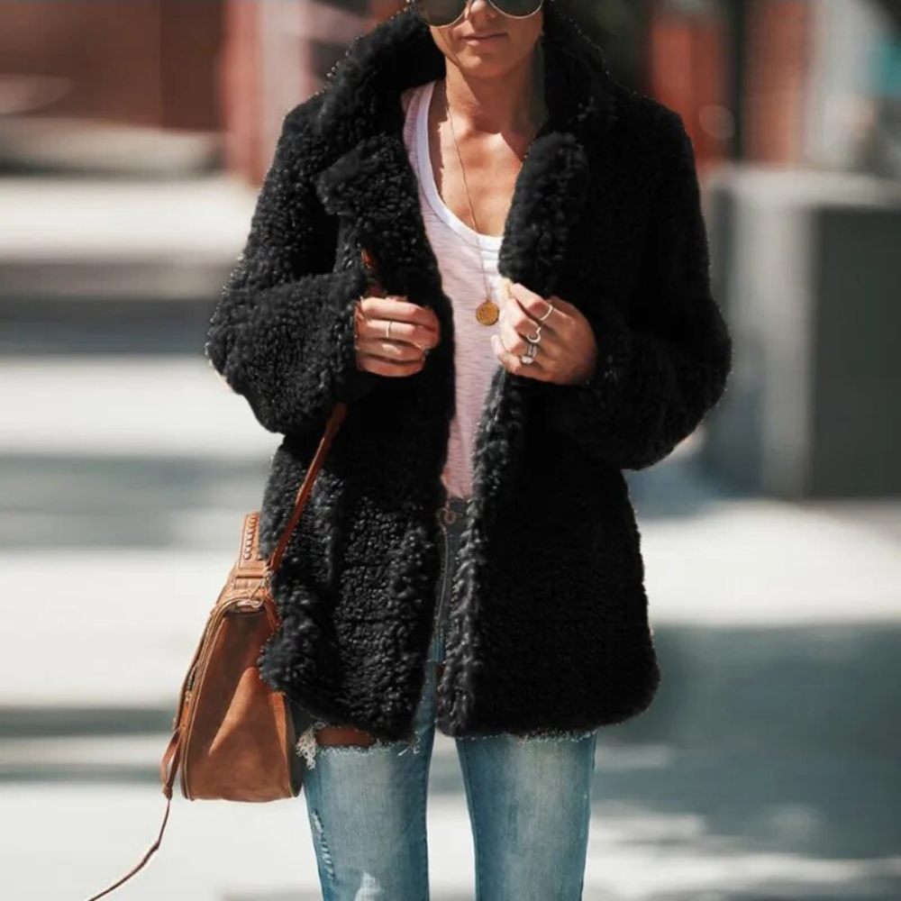 Fuffy | Women's Faux Fur Coat with Ultra-Soft Shearling Texture | Cozy Winter Layering for Effortless Style 3