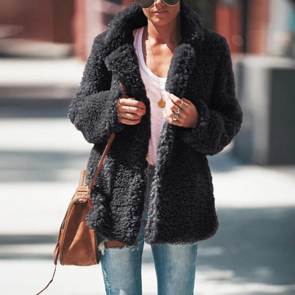 Fuffy | Women's Faux Fur Coat with Ultra-Soft Shearling Texture | Cozy Winter Layering for Effortless Style 4