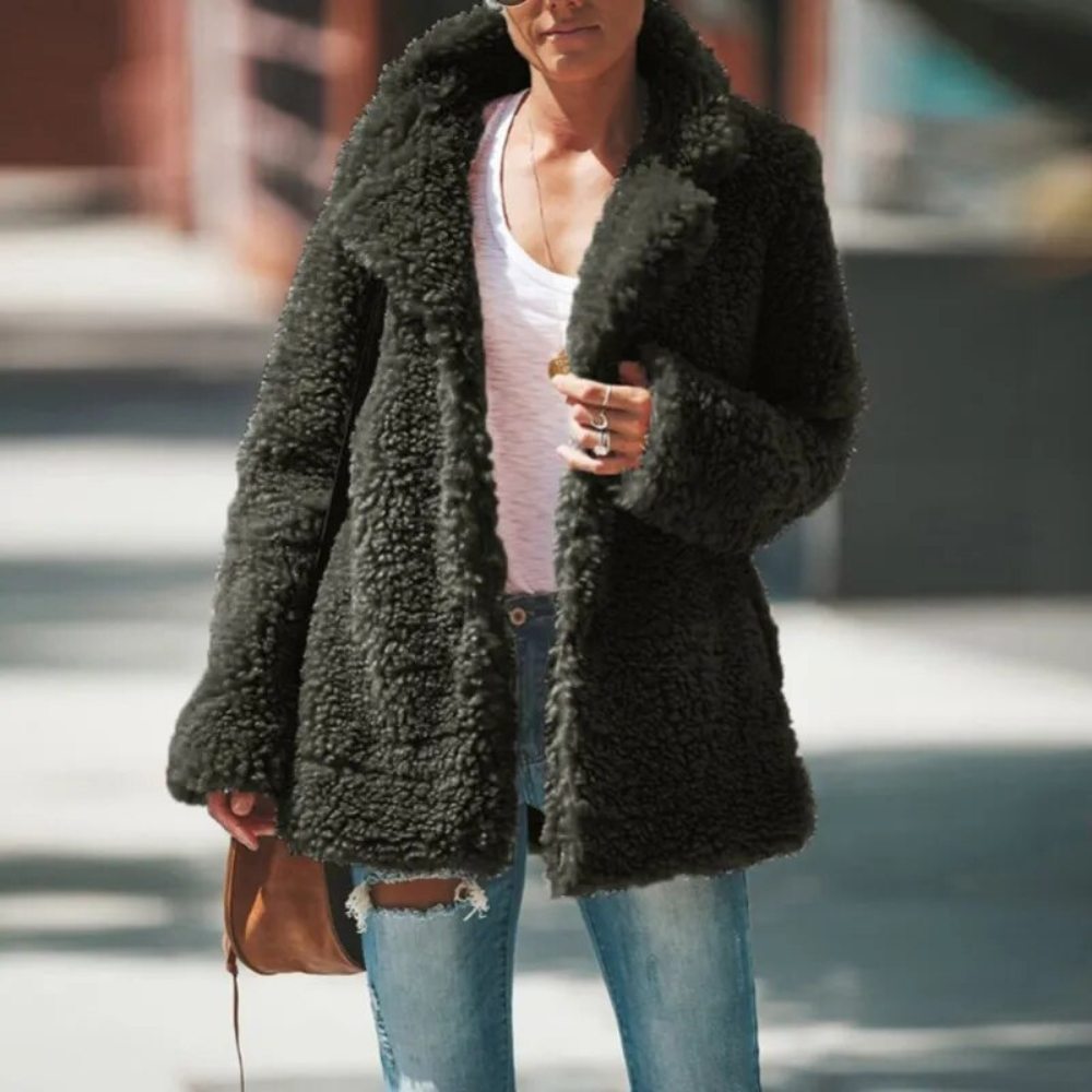 Fuffy | Women's Faux Fur Coat with Ultra-Soft Shearling Texture | Cozy Winter Layering for Effortless Style 5