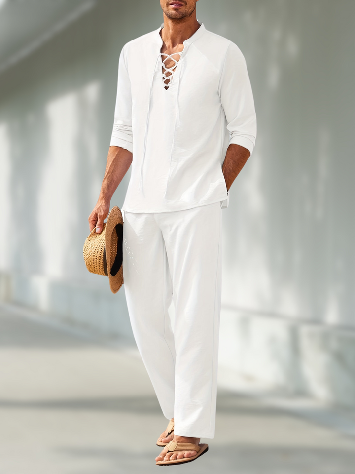 Richard Collection | Men's Lightweight Casual Summer Set with V-Neck Design | Breathable Fabric for Ultimate Comfort 0