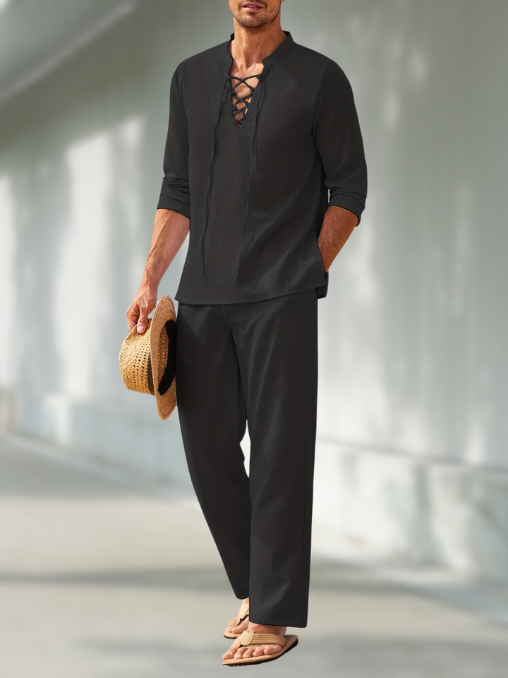 Richard Collection | Men's Lightweight Casual Summer Set with V-Neck Design | Breathable Fabric for Ultimate Comfort 1