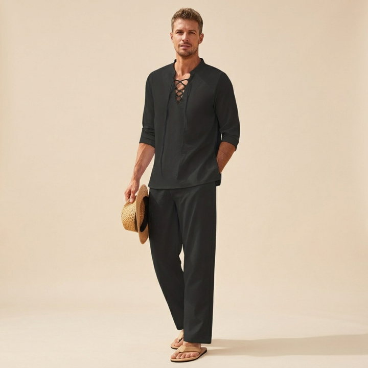 Richard Collection | Men's Lightweight Casual Summer Set with V-Neck Design | Breathable Fabric for Ultimate Comfort 3
